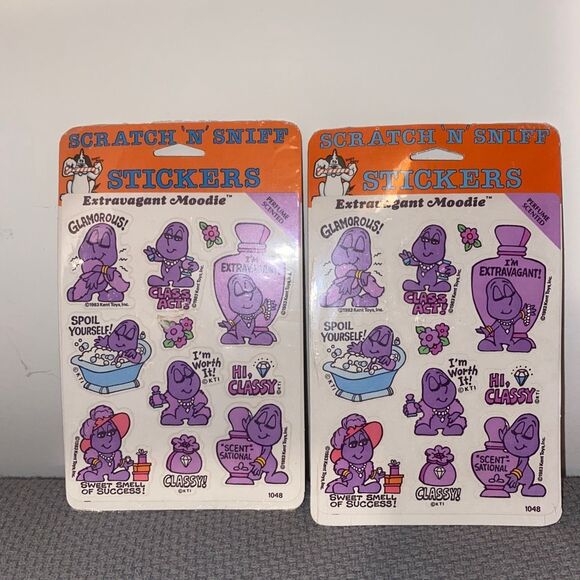 Scratch n Sniff Stickers Vintage Decal Specialities 1980’s Extravagant Moodie Pu - Picture 1 of 8